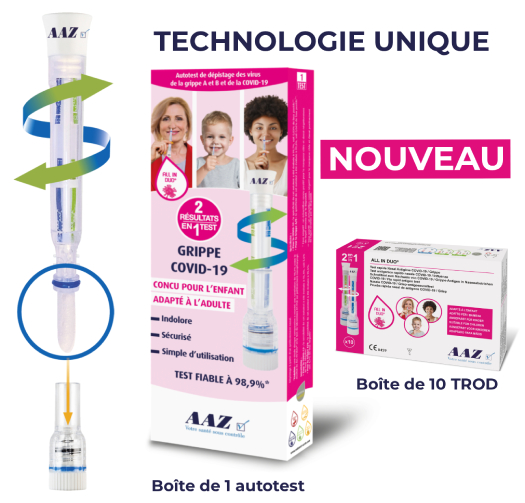 Autotest combiné grippe A/B et COVID-19 ALL IN DUO